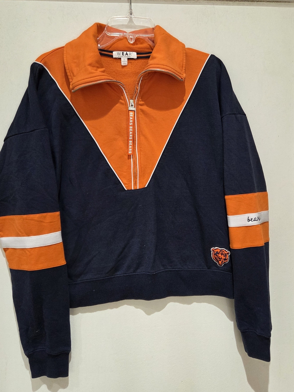 WEAR Navy and Orange Quarter-Zip Pullover Sweatshirt